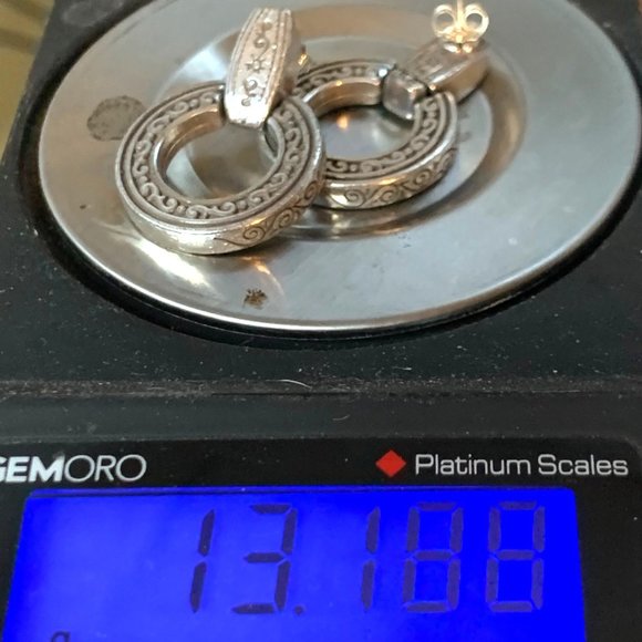 Sterling Sliver Door Knocker Earrings with Scroll Design 1.25" by 1" Post Backs - Picture 9 of 9